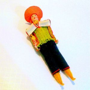 Vintage Hand Painted Bisque and Fabric Peruvian Souvenir Male Doll
